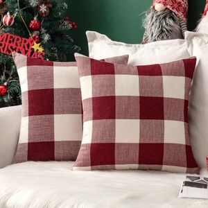 Pack of 4 Checkers Buffalo Plaids Linen Pillow Covers 20x20